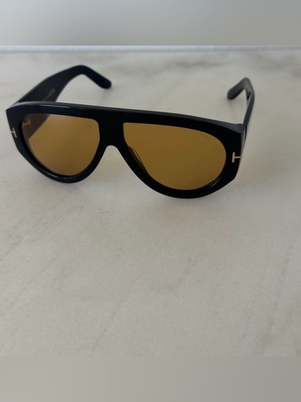 Tom Ford-inspired Black Sunglasses with Amber Lenses